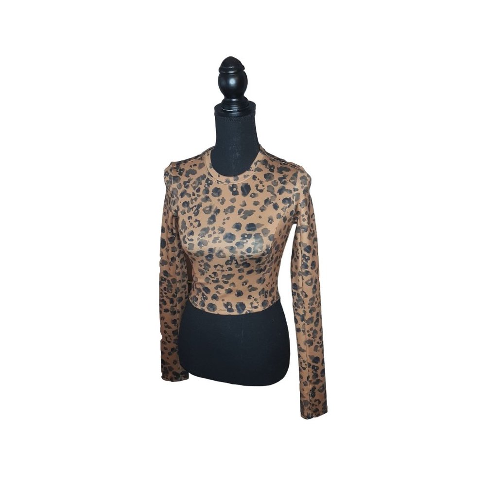 L'AGENCE Long Sleeve Crop Top Sexy Stretchy Maja Thumb Holes Women's XS